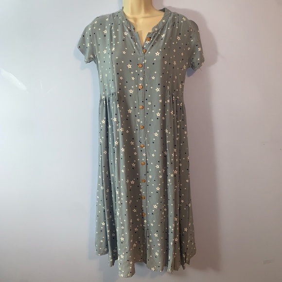 Mamas maternity star Starry Blue Dress size m double zip down nursing dress midi - Picture 1 of 11
